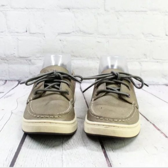 LL Bean Brown Leather Deck Dock Moccasins Loafers Boat Shoes Size 8 - Picture 4 of 9